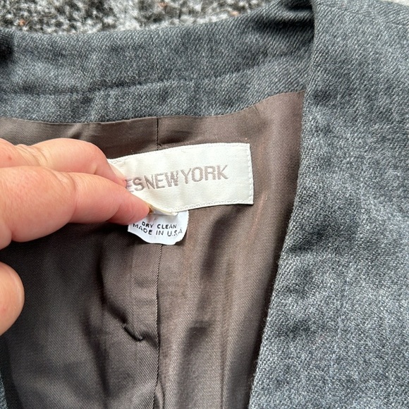 Vintage Jones New York Wool Blazer & Skirt Set Gray 14 - Picture 7 of 16